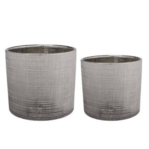 SET 2 PZ. VASI DA INTERNO H23 D23 - H18 D18,5 CM argento (Cod. 38512-02)