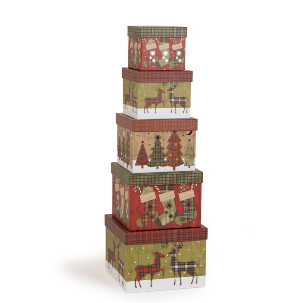 S/5 SCATOLE DA 13X13 H11,5 A 23X23 H16,5 CM  (Cod. 30474-01)