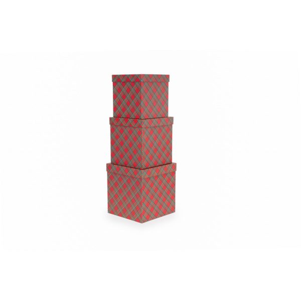 S/3 PZ SCATOLE TARTAN DA 20X20X20,3 A 24,8X24,8X25,4   (Cod. 38433-01)