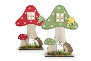 SET 4 PZ. DECORAZIONE LEGNO FUNGHI 15,5X10,9X4 CM  (Cod. 38625-01)