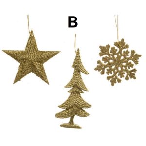 DECORI D'APPENDERE C/GLITTER ORO albero (Cod. 31040-02)