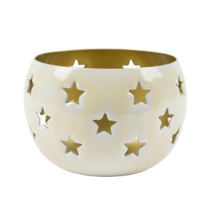 PORTA TEALIGHT CUT-OUT STELLE 7X7X5 CM bianco (Cod. 38486-01)