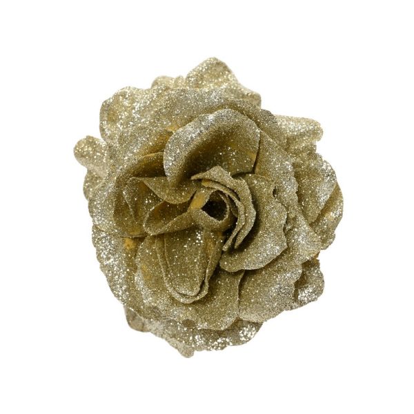 CLIP ROSA GLITTER IN POLIESTERE D12 H7 CM champagne (Cod. 38493-03)
