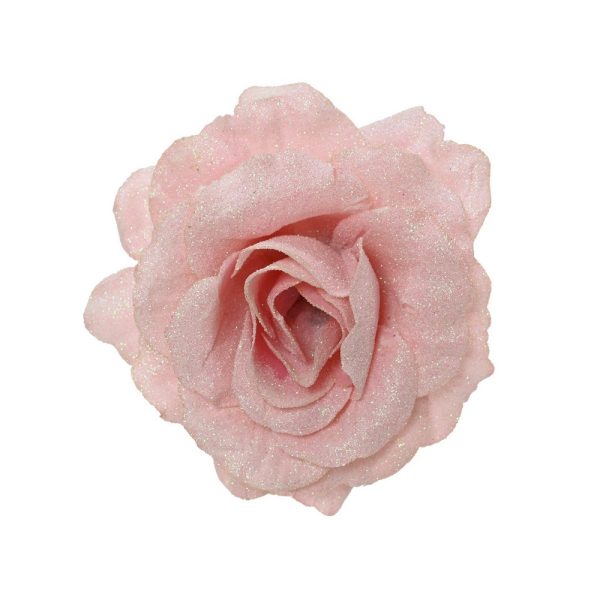 CLIP ROSA GLITTER IN POLIESTERE D12 H7 CM blush-pink (Cod. 38493-04)