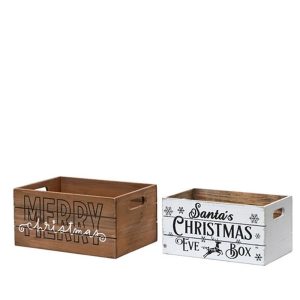 SET 2 PZ. SCATOLA LEGNO CHRISTMAS 34X24X16,8 CM  (Cod. 38474-01)