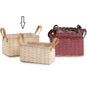 SET 2 CESTE RETTANGOLARI 24X14X14 - 28X18X16 CM crema (Cod. 38321-01)