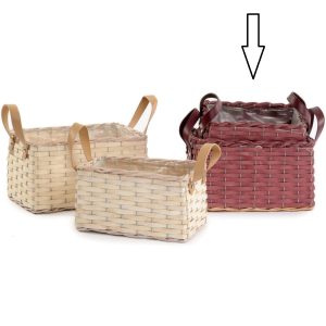 SET 2 CESTE RETTANGOLARI 24X14X14 - 28X18X16 CM bordeaux (Cod. 38321-02)