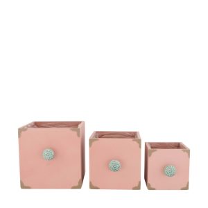 SET 3 PZ. CASSETTE DI LEGNO  12X13,5 - 15X16,5 -18X19,5 rosa-antico (Cod. 38452-03)
