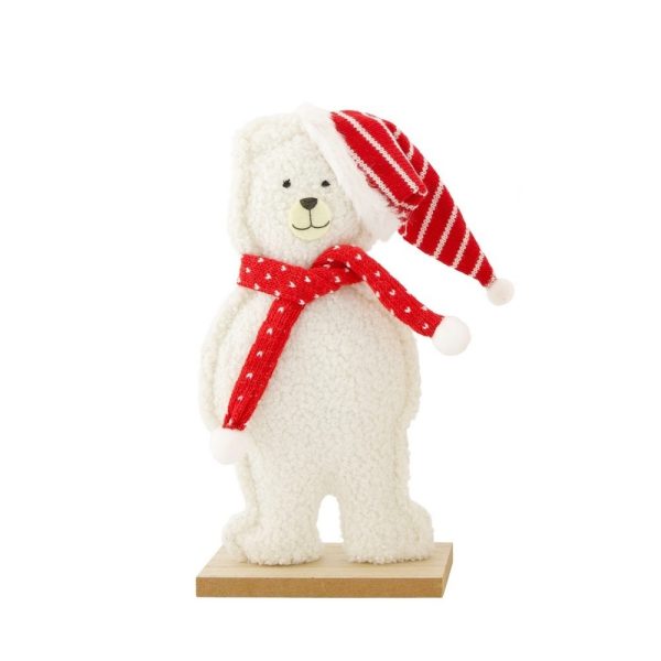 ORSO NATALIZIO CON BASE IN LEGNO 20X6X49 CM bianco (Cod. 38444-01)