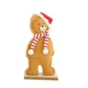 ORSO NATALIZIO CON BASE IN LEGNO 20X6X49 CM arancione (Cod. 38444-02)