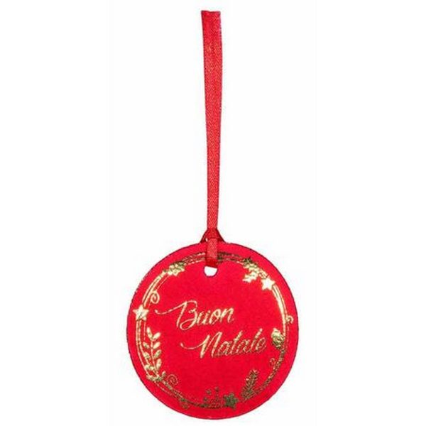 SET 6 PZ. TAG VELLUTO BUON NATALE D.7 CM rosso (Cod. 38423-02)