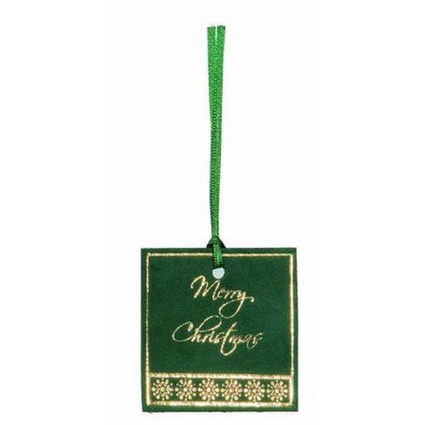 SET 6 PZ. TAG VELLUTO MERRY CHRISTMAS 7X7 CM verde-scuro (Cod. 38424-02)