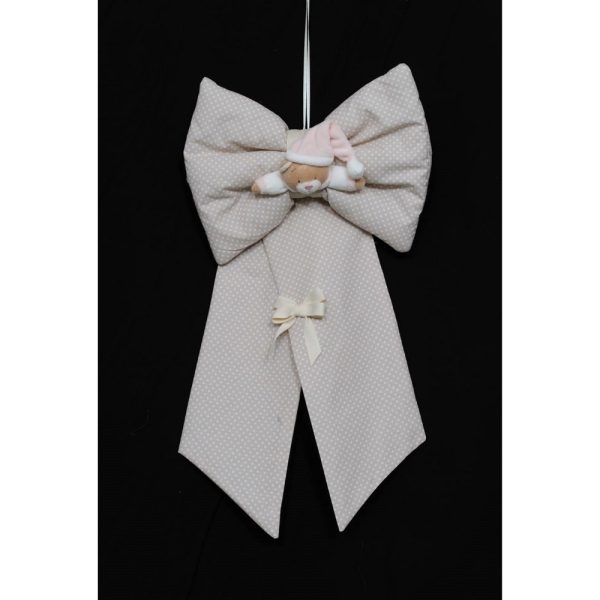 FIOCCO NASCITA ARTIGIANALE IN TESSUTO BEIGE beige-e-rosa (Cod. 33865-03)