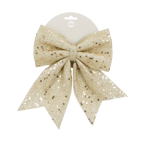 FIOCCO GLITTER E STELLE 20X24 CM crema-oro (Cod. 38694-01)