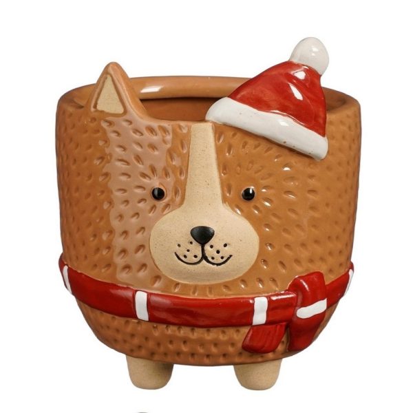 VASO CANE E GATTO NATALIZIO 13,5X13X15 CM cane-chiaro (Cod. 38703-01)