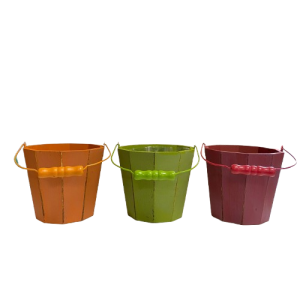 SET 3 PZ. SECCHI IN LEGNO D13 H10,5 CM bordeaux-arancio-verde (Cod. 38797-01)