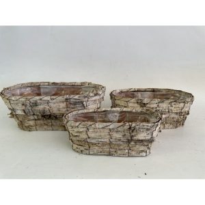 SET 3 PZ. CIOTOLA OVALE BETULLA DA 25X12X9 A 35X18X13 CM  (Cod. 38871-01)