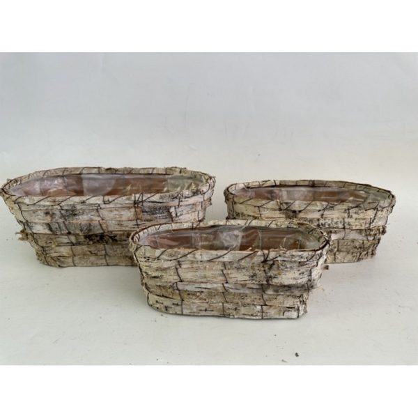 SET 3 PZ. CIOTOLA OVALE BETULLA DA 25X12X9 A 35X18X13 CM  (Cod. 38871-01)