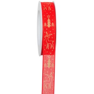 PP47 NASTRO RENNE CON FERRETTO MM25 MT18 rosso-oro (Cod. 38758-02)