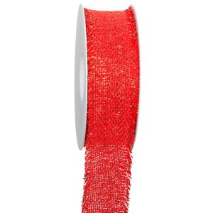 PP8 NASTRO LUCENTE CON FRANGE MM40 MT15 rosso-oro (Cod. 38780-02)