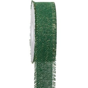 PP8 NASTRO LUCENTE CON FRANGE MM40 MT15 verde-scuro-oro (Cod. 38780-03)