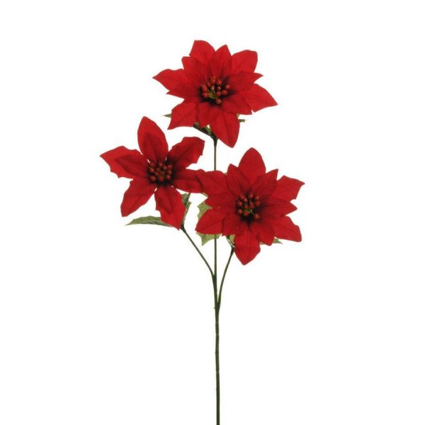 RAMO POINSETTIA VELLUTO X3 CM.60 rosso (Cod. 30507-01)