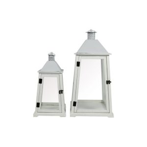 SET 2 PZ. LANTERNA AGNETA 32X32X62 - 24X24X47 CM bianco (Cod. 38860-02)