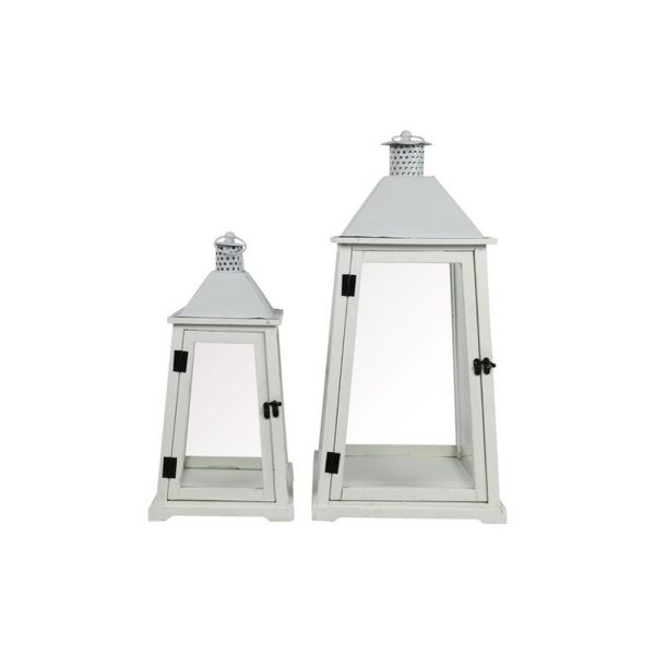 SET 2 PZ. LANTERNA AGNETA 32X32X62 - 24X24X47 CM bianco (Cod. 38860-02)