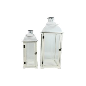 SET 2 PZ. LANTERNA CALISTA 32X32X62 - 24X24X47 CM bianco (Cod. 38861-02)