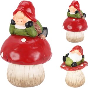 1 PZ. GNOMO CON FUNGO IN TERRACOTTA 19 CM  (Cod. 38928-01)