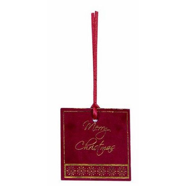 SET 6 PZ. TAG VELLUTO MERRY CHRISTMAS 7X7 CM bordeaux (Cod. 38424-01)