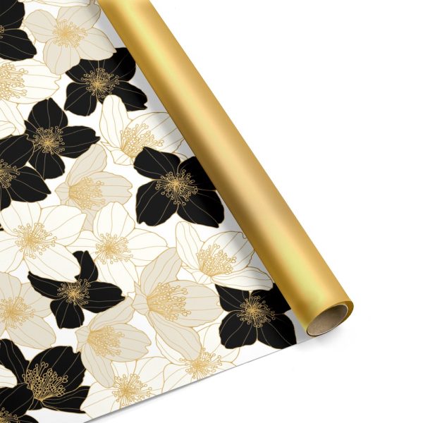 BOBINA ROSE DE NOEL 100X25MT 50MY nero-oro (Cod. 38883-01)