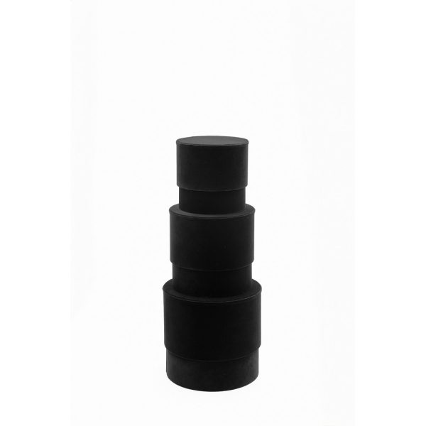 SET 3 PZ. SCATOLE FASHION VELOURS D16-D14-D12 CM nero (Cod. 38876-01)