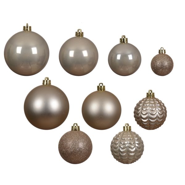 BOX 80PZ. PALLINE MISTE DIAM.4-5-6-7-8 CM. champagne (Cod. 35331-03)