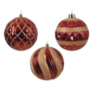 1 PZ. PALLINA DI NATALE SHINY D12 CM  rosso (Cod. 39092-01)