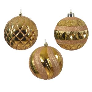 1 PZ. PALLINA DI NATALE SHINY D12 CM  oro (Cod. 39092-02)