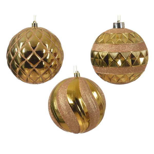 1 PZ. PALLINA DI NATALE SHINY D12 CM  oro (Cod. 39092-02)