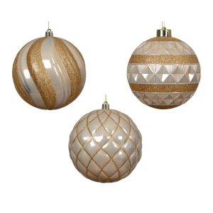 1 PZ. PALLINA DI NATALE SHINY D12 CM  perla (Cod. 39092-03)