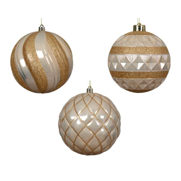 1 PZ. PALLINA DI NATALE SHINY D12 CM  perla (Cod. 39092-03)