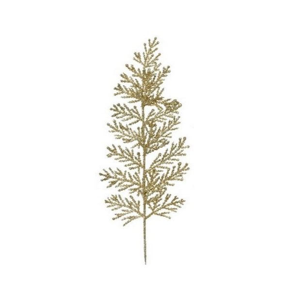 SET 10 PZ. RAMETTI GLITTER 32X15X3,5 CM oro-ramo-conifera (Cod. 39079-04)