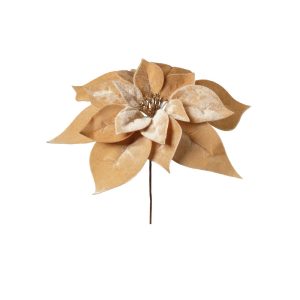 RAMETTO STELLA DI NATALE GRANDE 20CM CON GAMBO CORTO  beige (Cod. 38993-01)