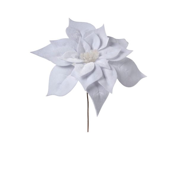 RAMETTO STELLA DI NATALE GRANDE 20CM CON GAMBO CORTO  bianco (Cod. 38993-03)