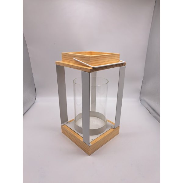 LANTERNA METALLO E LEGNO H29X15,5X15,5 CM bianco (Cod. 38969-01)