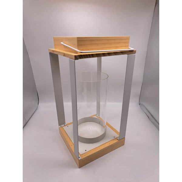 LANTERNA METALLO E LEGNO H38X19,5X19,5 CM bianco (Cod. 38970-01)