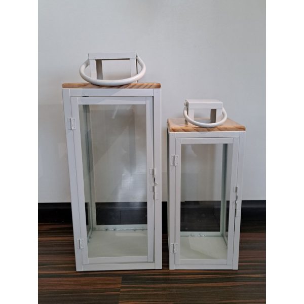 SET 2 PZ LANTERNA METALLO E LEGNO 16X16X40-20X20X50 CM  (Cod. 38971-01)