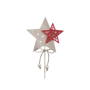 SET 8 PZ. STICK STELLE DI LEGNO 10.5 CM rosso (Cod. 39013-01)
