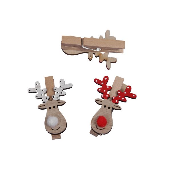 SET 12 PZ. CLIP DI LEGNO 5 CM rosso-e-bianco (Cod. 39014-01)