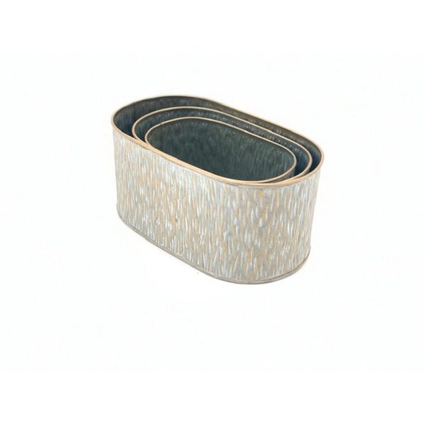 S/3 PZ CASPO' OVALE DA 18,5X11,3X10,3 A 26X15,5X12,5 CM marrone-oro (Cod. 39144-01)