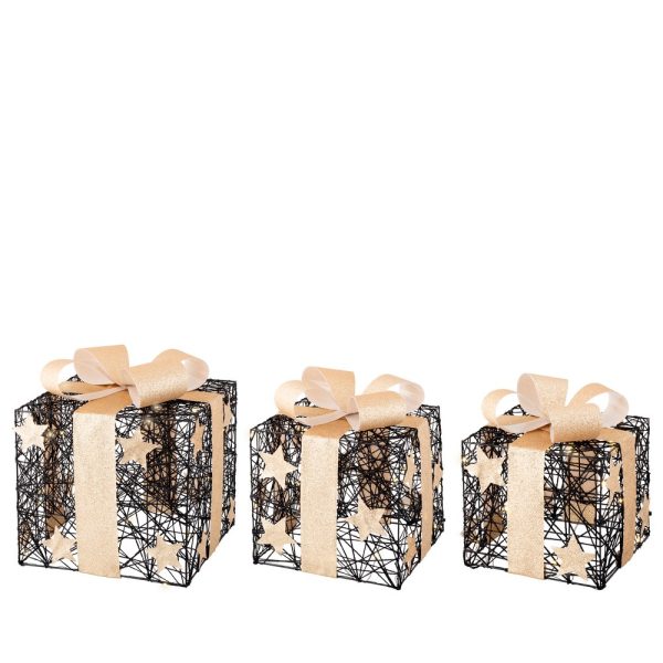 SET 3 PACCHI REGALO INDOOR 25X25X28CM A BATTERIA  (Cod. 39098-01)