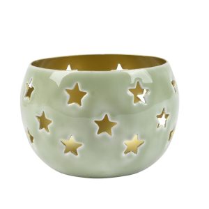 PORTA TEALIGHT CUT-OUT STELLE 7X7X5 CM verde-chiaro (Cod. 38486-02)